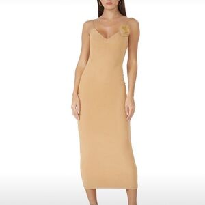 AFRM Amina Rosette Mesh Dress - Nude